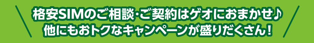 格安SIMのご相談・ご契約はゲオにおまかせ！他にもおトクはキャンペーンが盛りだくさん！